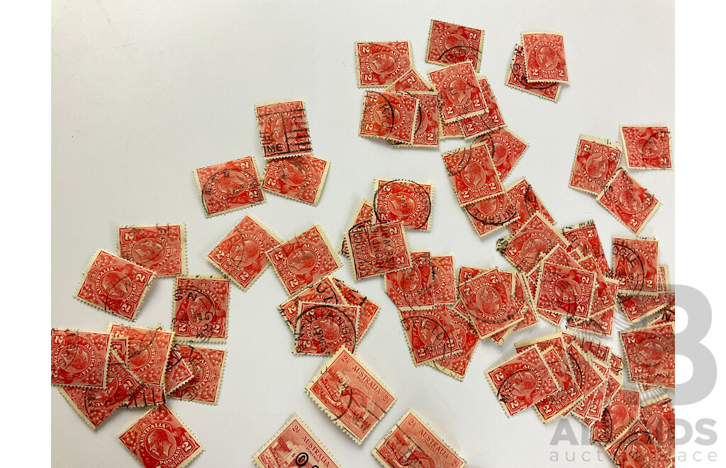 Australian Predecimal Blue and Red Harbour Bridge Stamps Including Official Service with KGV Red Two Pence