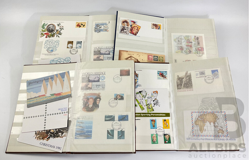 Four Albums of Australian 1980's First Day Covers and Stamp Packs Including Selected Issues, Australian Animals,
