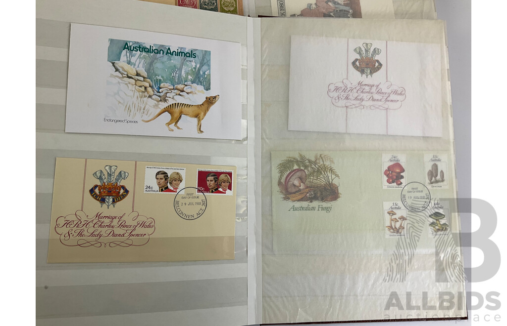 Four Albums of Australian 1980's First Day Covers and Stamp Packs Including Selected Issues, Australian Animals,