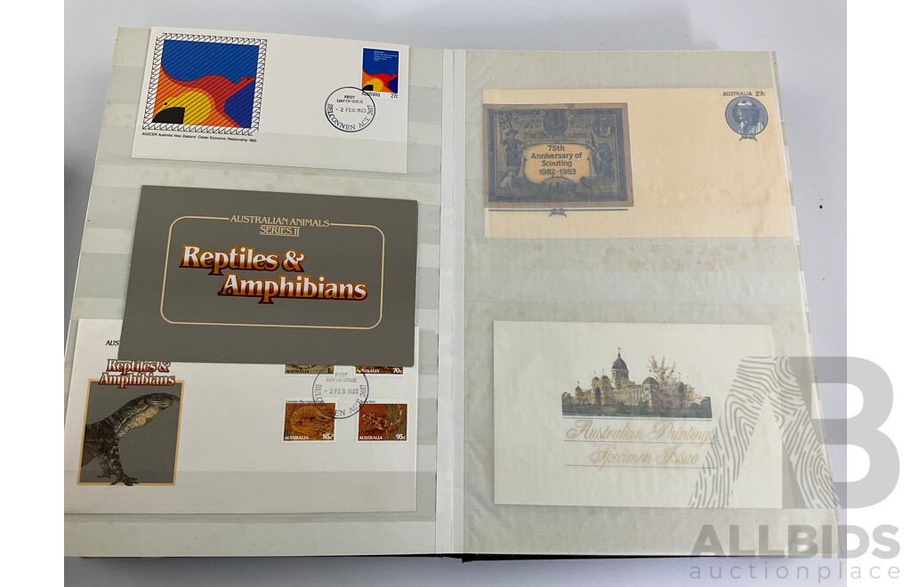 Four Albums of Australian 1980's First Day Covers and Stamp Packs Including Selected Issues, Australian Animals,