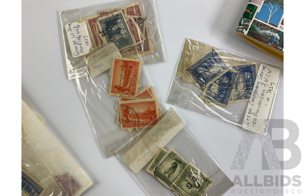 Collection of Australian Predecimal Stamps, Examples From 1930's to 1950's Platypus, Koala, Lyre Bird, Kookaburra, KGV, KGVI, QE2, Perforated, Overprints and More