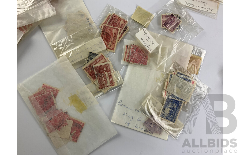 Collection of Australian Predecimal Stamps, Examples From 1930's to 1950's Platypus, Koala, Lyre Bird, Kookaburra, KGV, KGVI, QE2, Perforated, Overprints and More