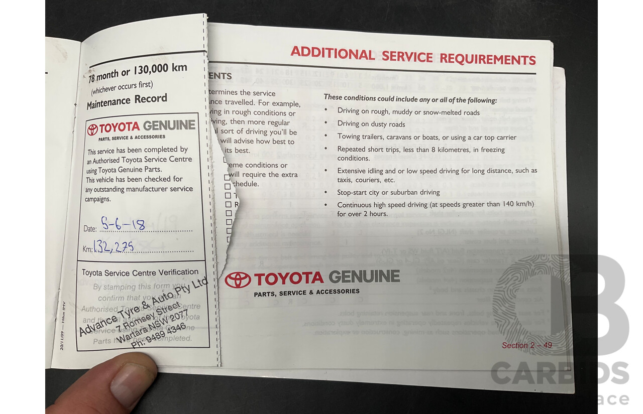 01/2011 Toyota Hilux SR (4x4) KUN26R 09 Upgrade Dual Cab P/Up Glacier White Turbo Diesel 3.0L