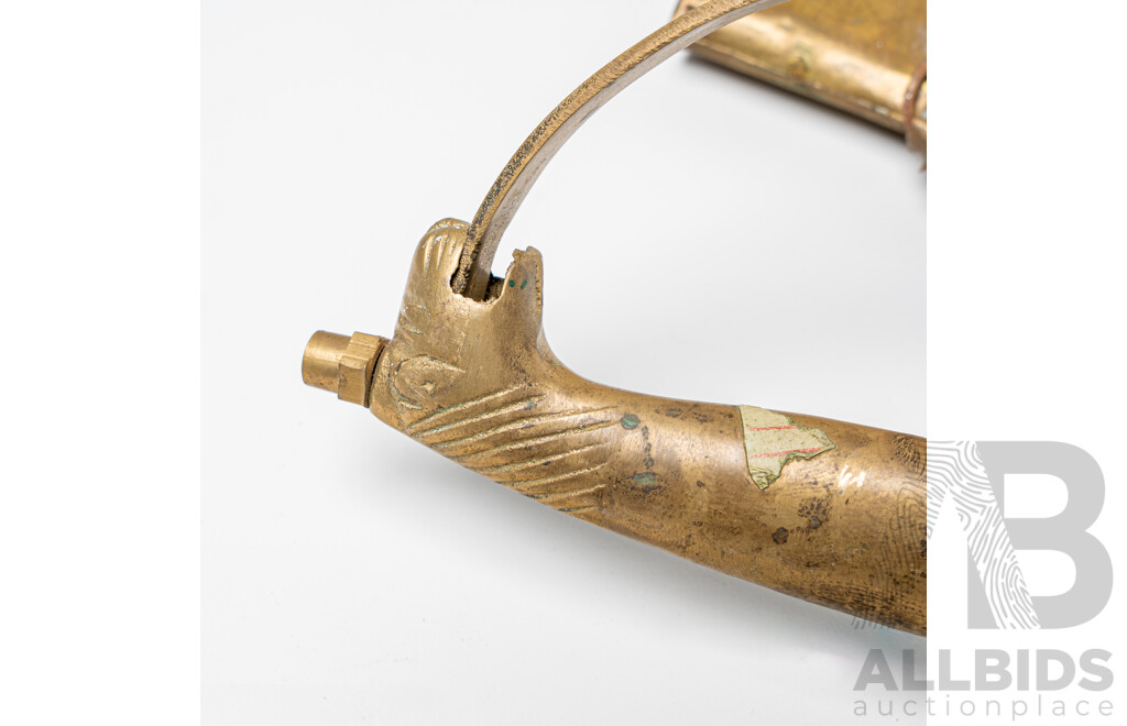 Pair Vintage Sub Continental Sabres with Brass Lion Head Pommel and Guard in Cloth Covered Scabbards