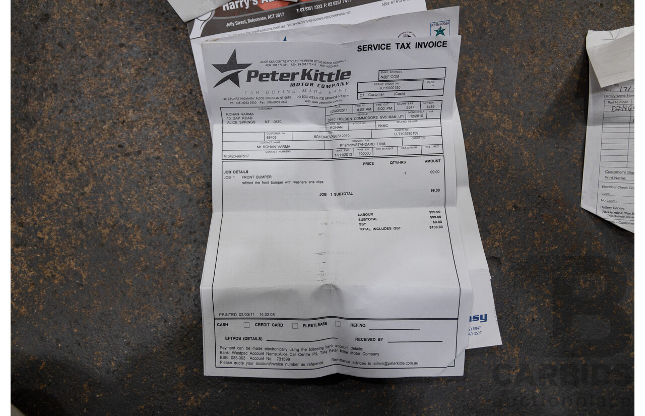 11/2010 Holden Commodore SV6 VE II Utility Black 3.6L