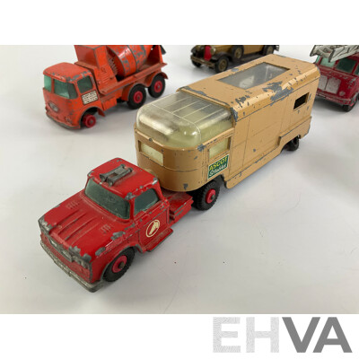 Collection of Vintage Matchbox King Size and Models of Yesteryear Including Merryweather Fire Truck, Ascot Stables Horse Van, Ready Mix Concrete Truck, Foden Breakdown Tractor