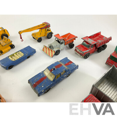 Collection of Vintage Diecast Matchbox Vehicles Including VW, Trucks and Tractors
