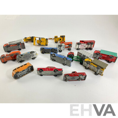 Collection of Vintage Diecast Matchbox Vehicles Including VW, Trucks and Tractors