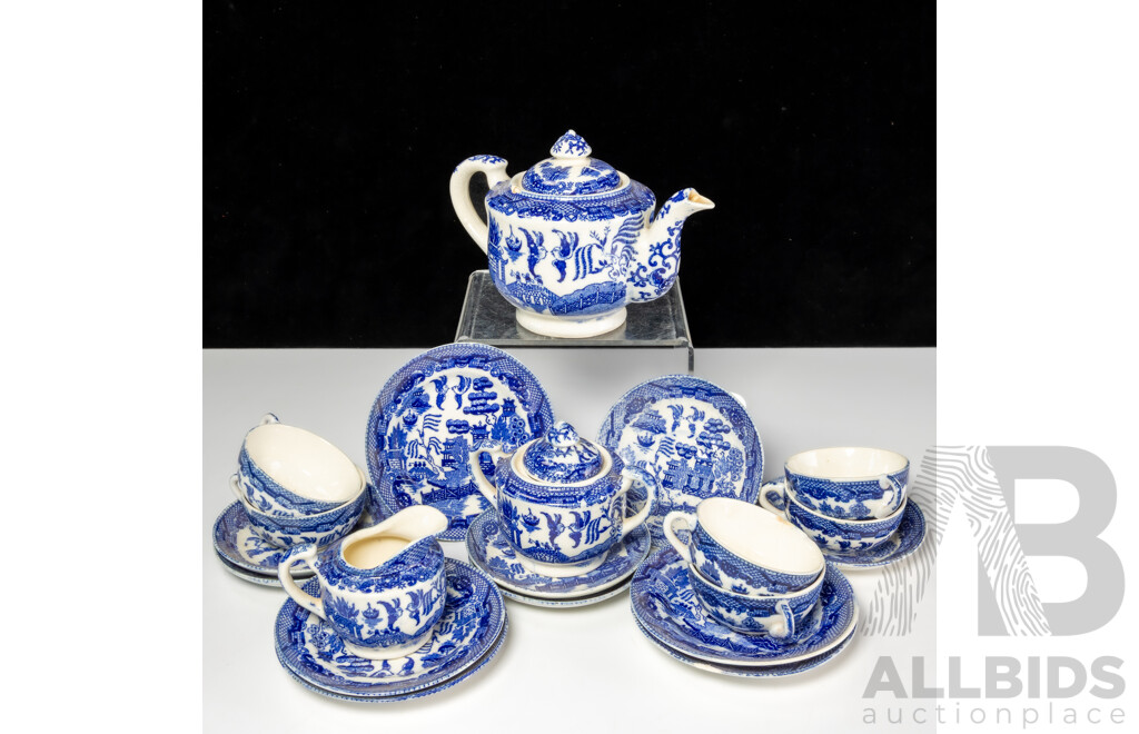 Vintage 20 Piece Japanese Willow Wear Miniature Tea Service