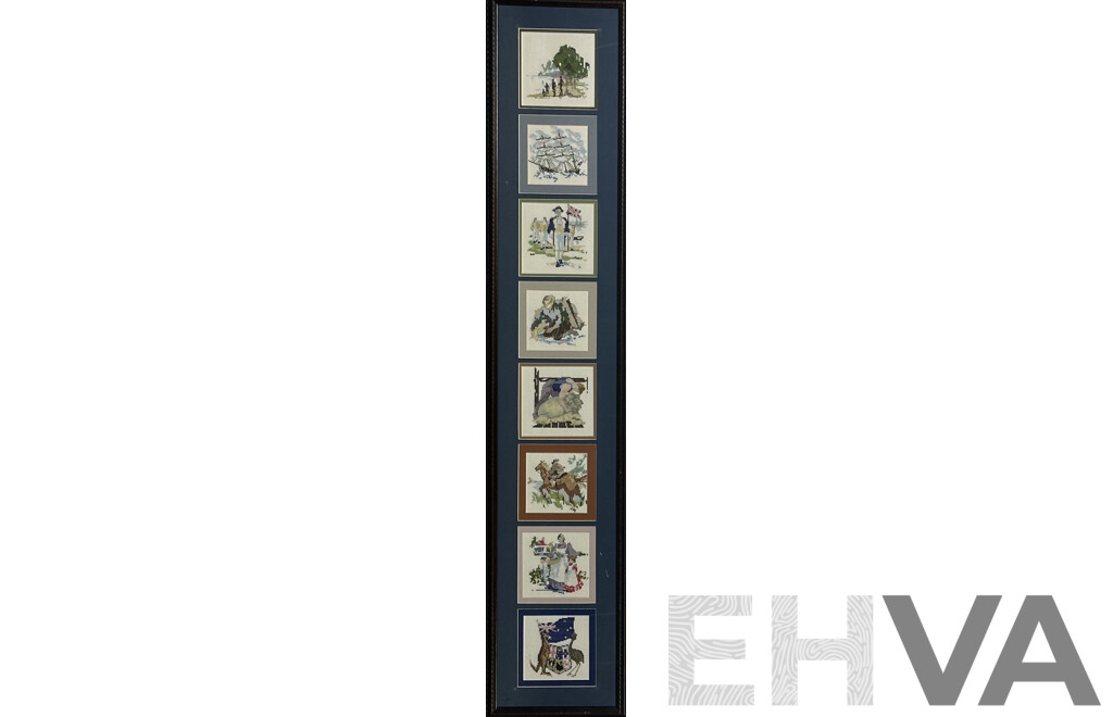 Artist Unknown, The History of Australia in Eight Tapestry Panels, 156 x 31 cm (frame)