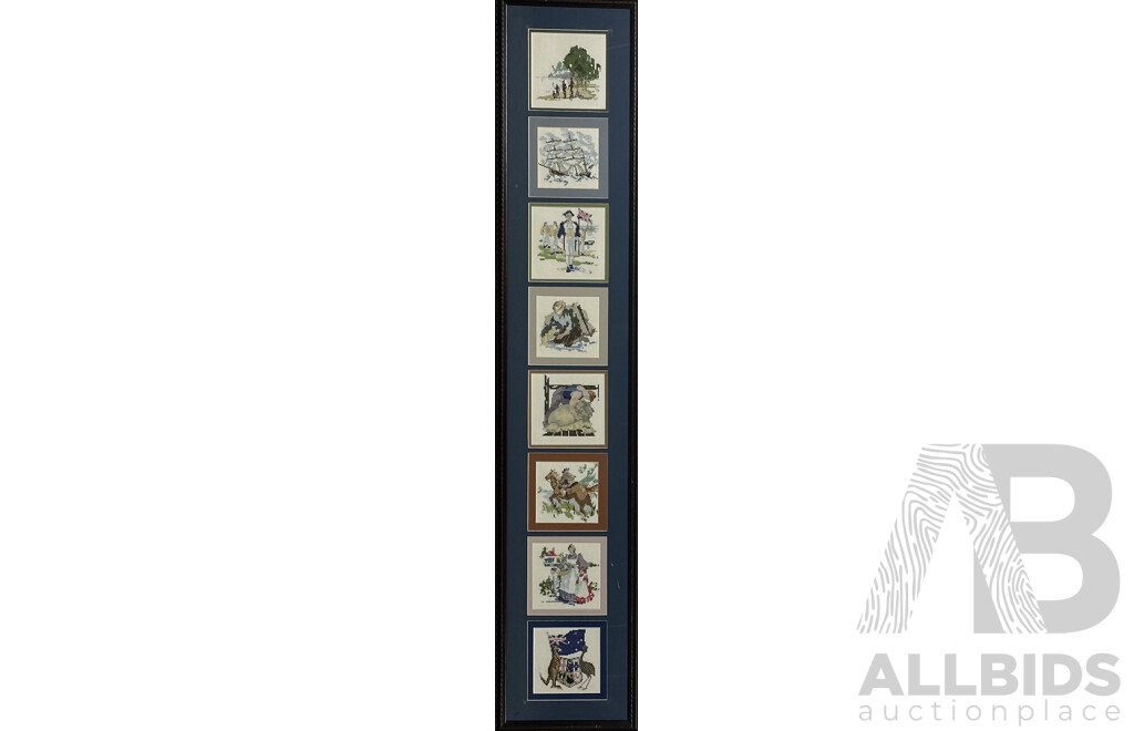 Artist Unknown, The History of Australia in Eight Tapestry Panels, 156 x 31 cm (frame)