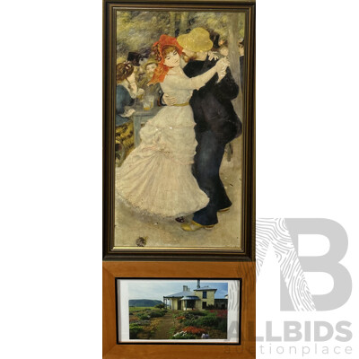 Renoir (French, 1841-1919), Dance at Bougival, Reproduction Canvas (1883) & Cape Grim Homestead, Tas., Print of Original, 65 x 37 cm (frame Renoir) (2)