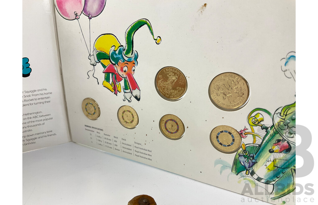 Australian 2019 Coin Set, Mr Squiggle & Friends with Vintage Chinese Opium Scales