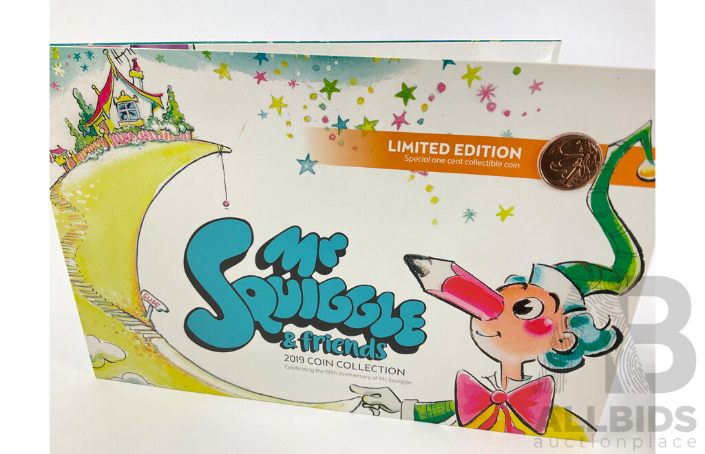 Australian 2019 Coin Set, Mr Squiggle & Friends with Vintage Chinese Opium Scales