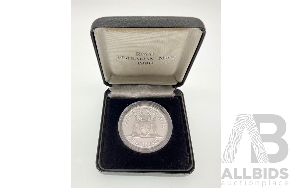 Australian RAM 1990 Silver Proof Ten Dollar Coin, State Series, Western Australia .925