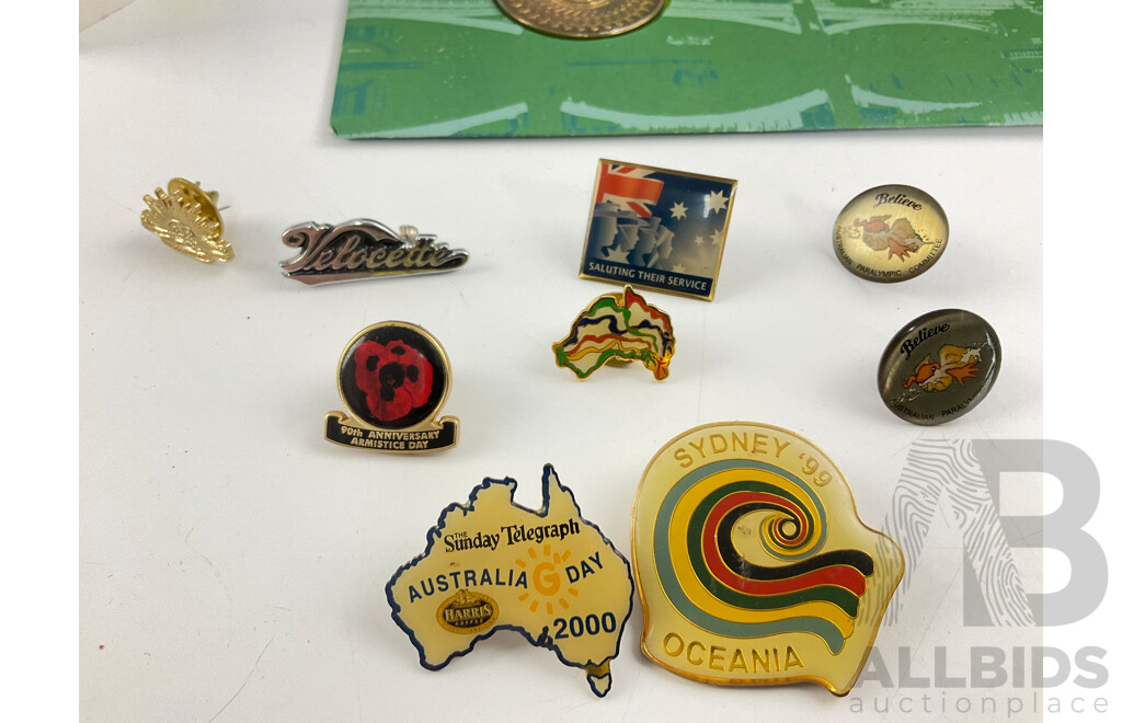 Australian 2006 XVIII Commonwealth Games Five Dollar Coin PNC, 2020 Two Dollars, Paralympics and Women's T20 with Lapel Pins