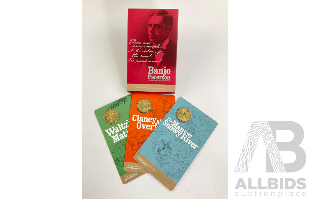 Australian RAM Three Fifty Cent Coin Set, Banjo Paterson, Treasured Australian Poetry