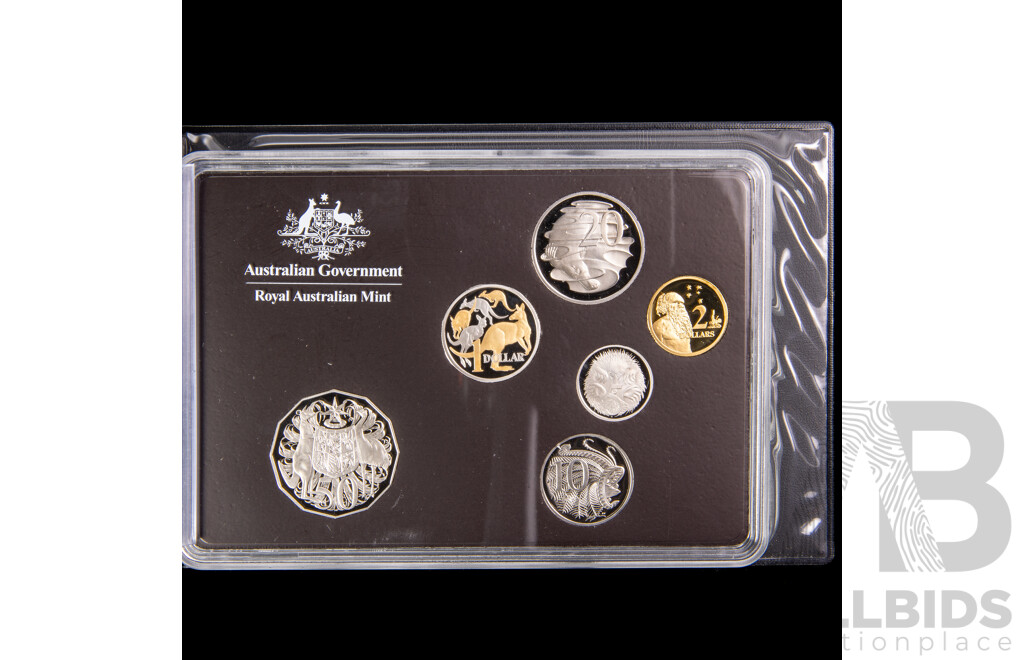 Australian RAM 2014 Six Proof Coin Set, Special Edition Gold Plated One Dollar Coin