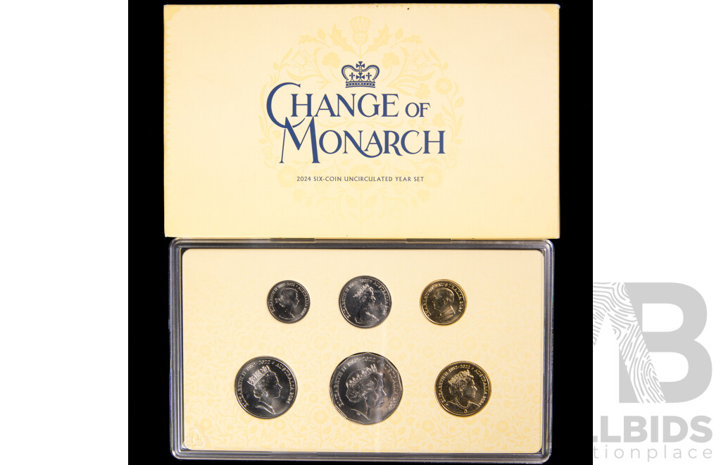 Australian RAM 2024 Six UNC Coin Set, Change of Monarch