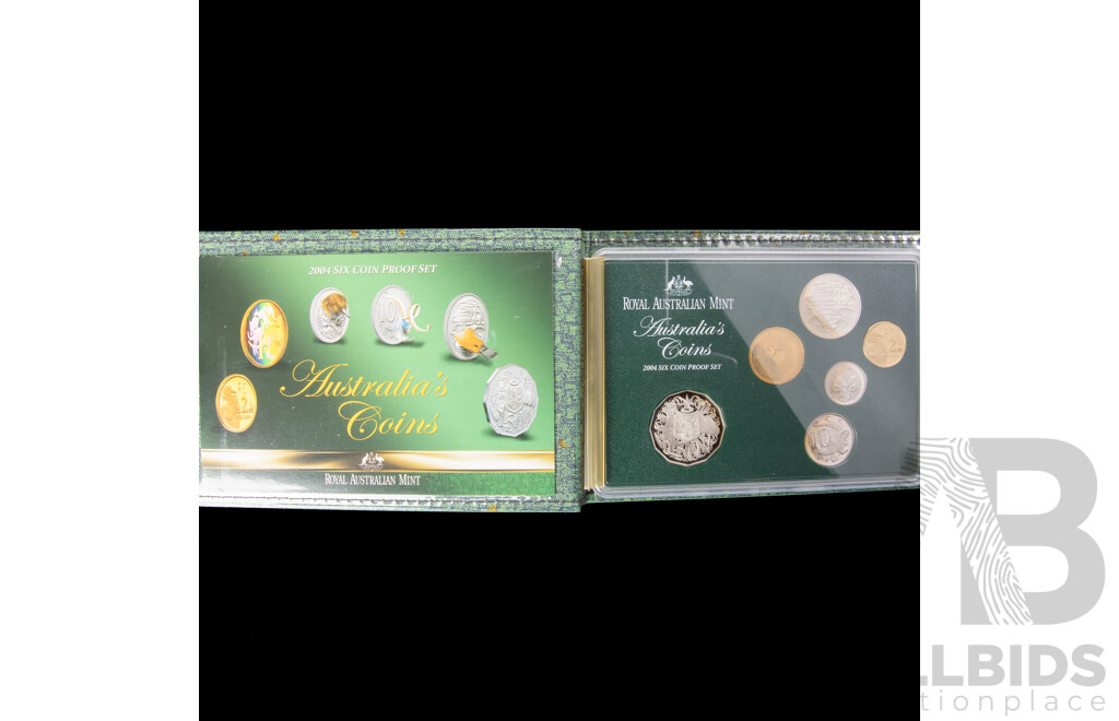 Australian RAM 2004 Six Proof Coin Set, with Holographic One Dollar Error Coin