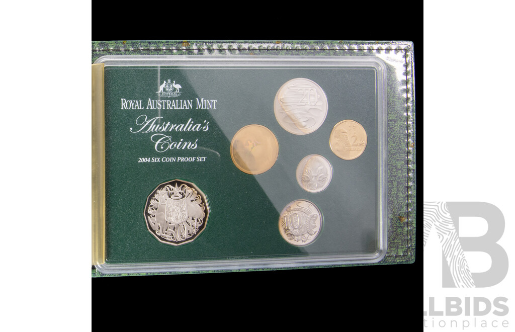 Australian RAM 2004 Six Proof Coin Set, with Holographic One Dollar Error Coin