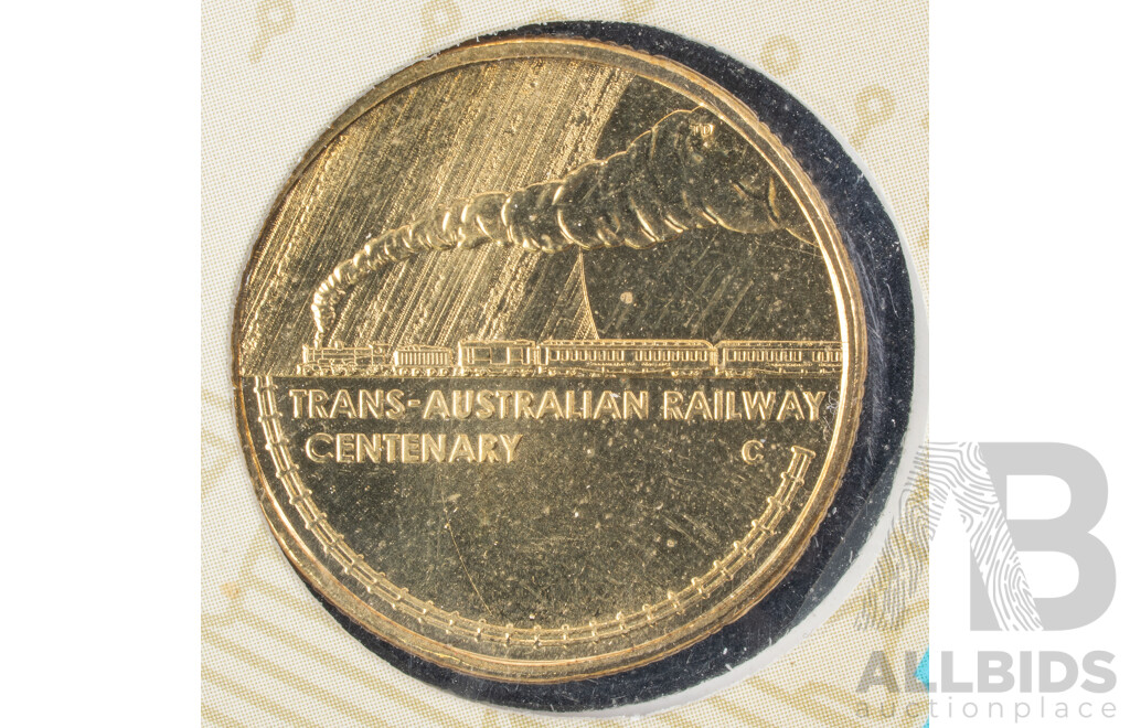 Australian RAM Commemorative One Dollar Coins Including 2016 Australia's First Mints C Mint Mark, 2017 Trans Australian Railway, 2001 Army Centenary, 2009 Citizenship, 2020 Eureka, 2008 Koala