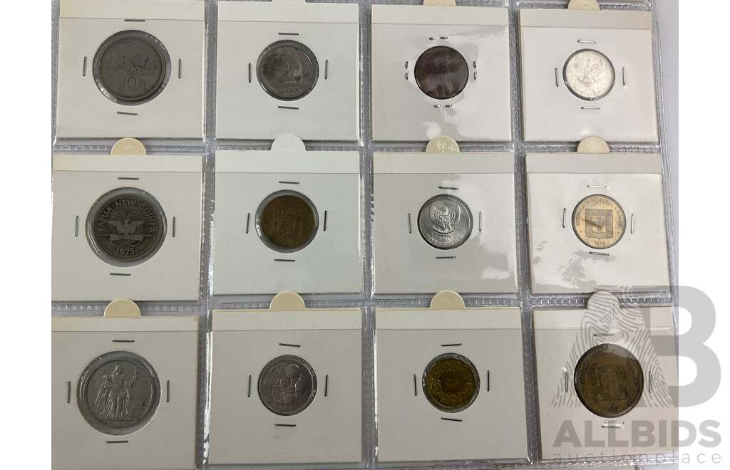 Collection of International Coins Including Canada, USA, UK, PNG, Philippines, Thailand All in 2x2 Holders