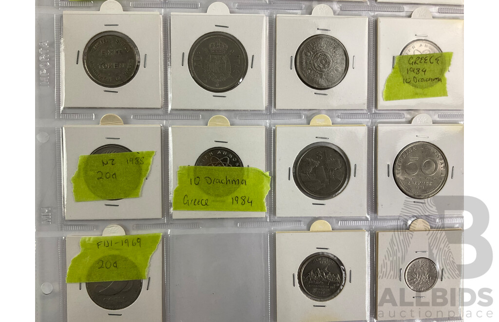 Collection of International Coins Including Canada, USA, UK, PNG, Philippines, Thailand All in 2x2 Holders