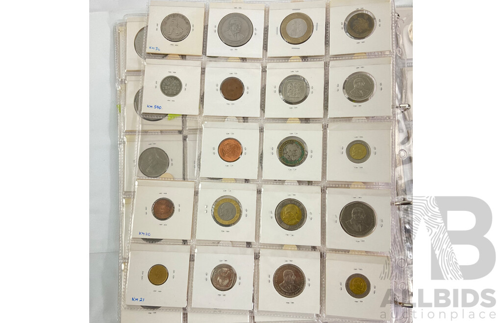Album of International Coins and Tokens Including Australia Predecimal, USA, New Zealand, Kenya, Fiji, Hong Kong
