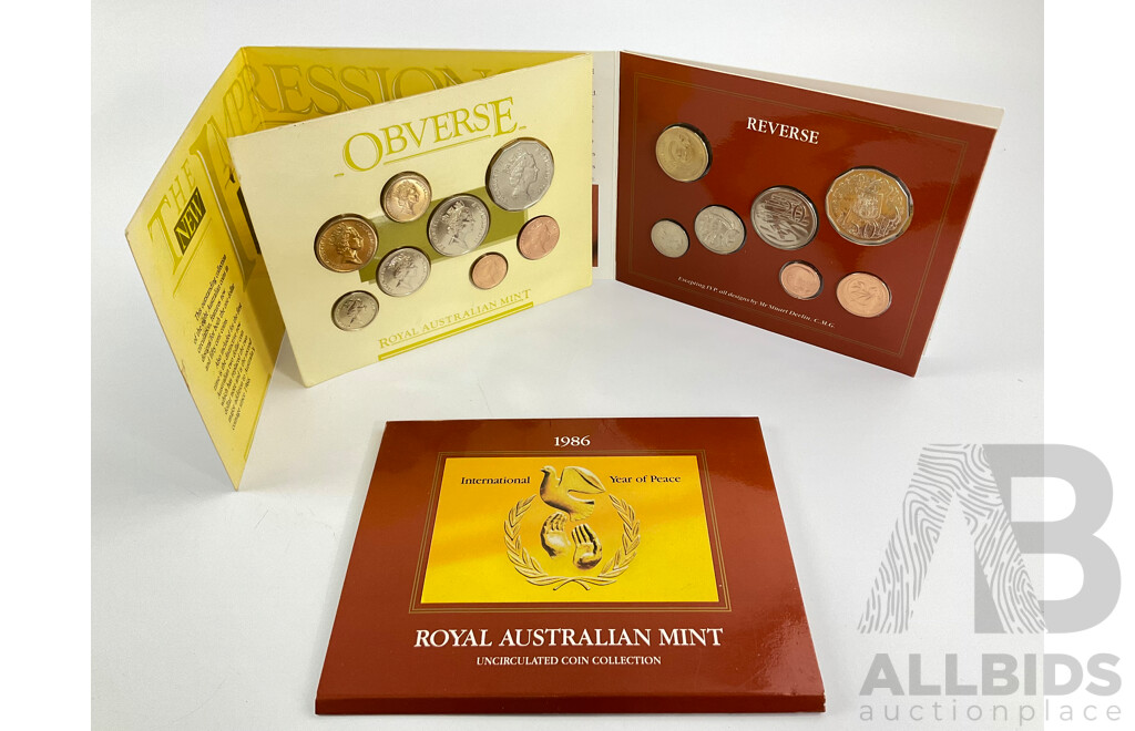 Australian RAM 1986 and 1988 UNC Coin Sets
