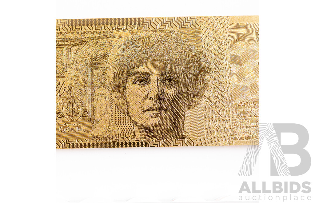 Australian Gold Plated One Hundred Dollar Bank Note in Case