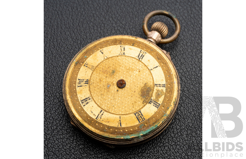 Antique 33mm Gold Pocket Watch for Restoration with Back Casing Hallmarked 9C