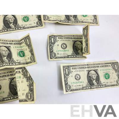 Eleven USA One Dollar Notes, Examples Spanning 1988 to 2017