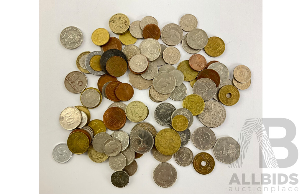 Collection of International Coins Including UK, New Zealand, Malaysia, India, Hong Kong, Australia, Singapore