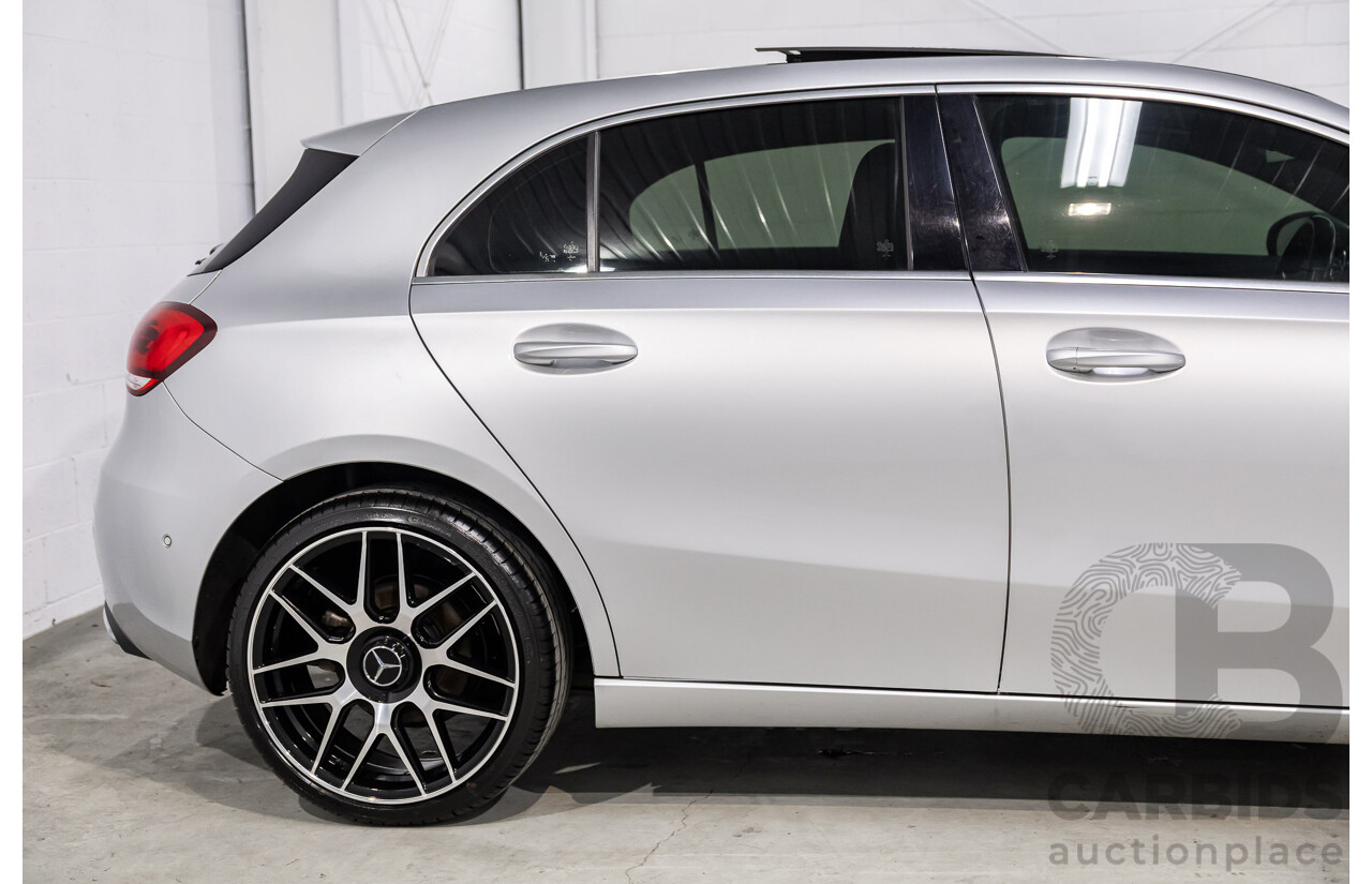 08/2018 Mercedes-Benz A200 (FWD) 177 5d Hatchback Iridium Silver Metallic Turbo 1.3L