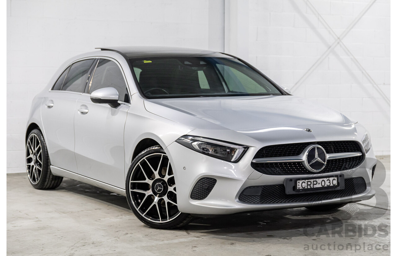 08/2018 Mercedes-Benz A200 (FWD) 177 5d Hatchback Iridium Silver Metallic Turbo 1.3L
