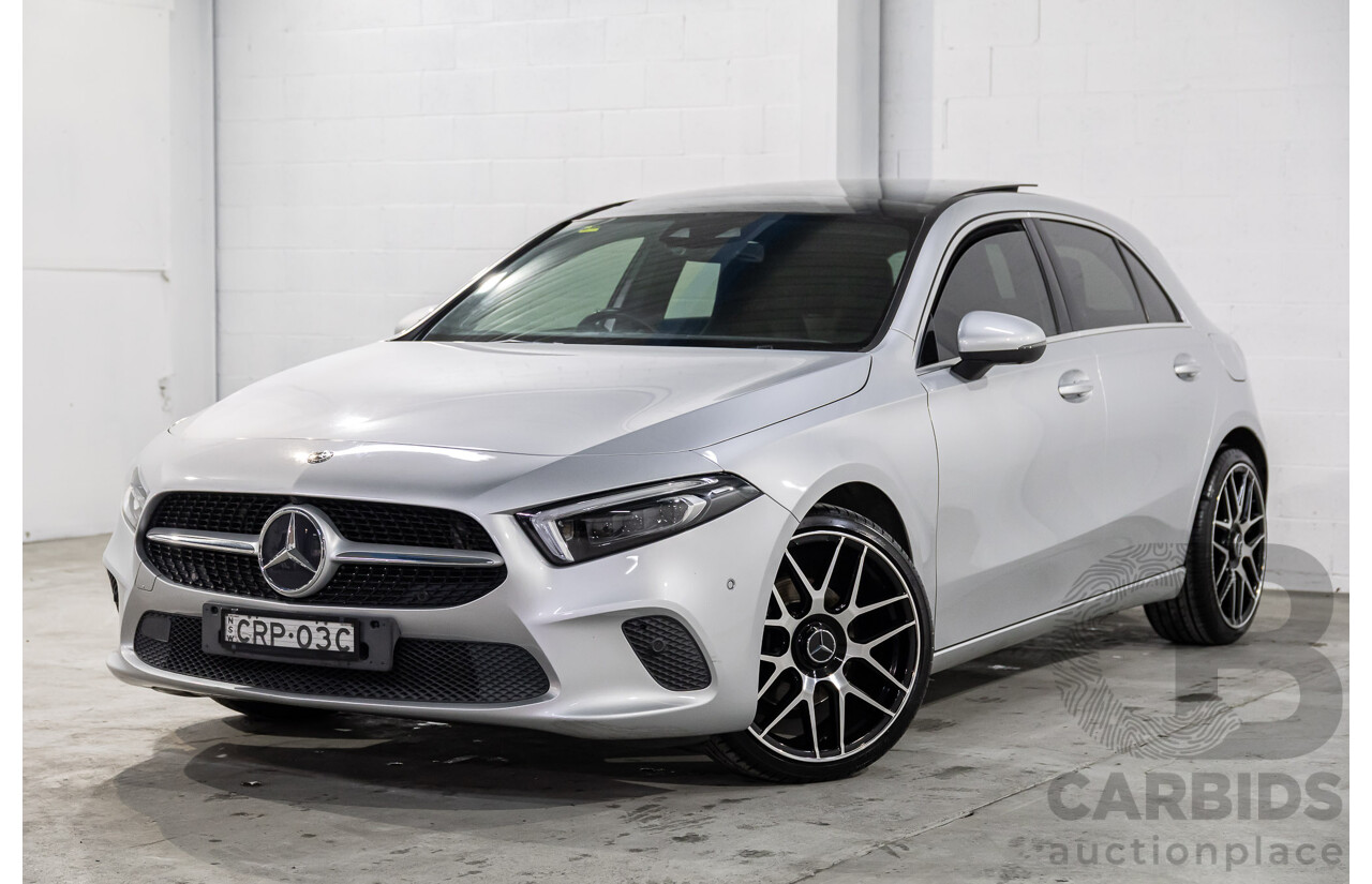 08/2018 Mercedes-Benz A200 (FWD) 177 5d Hatchback Iridium Silver Metallic Turbo 1.3L