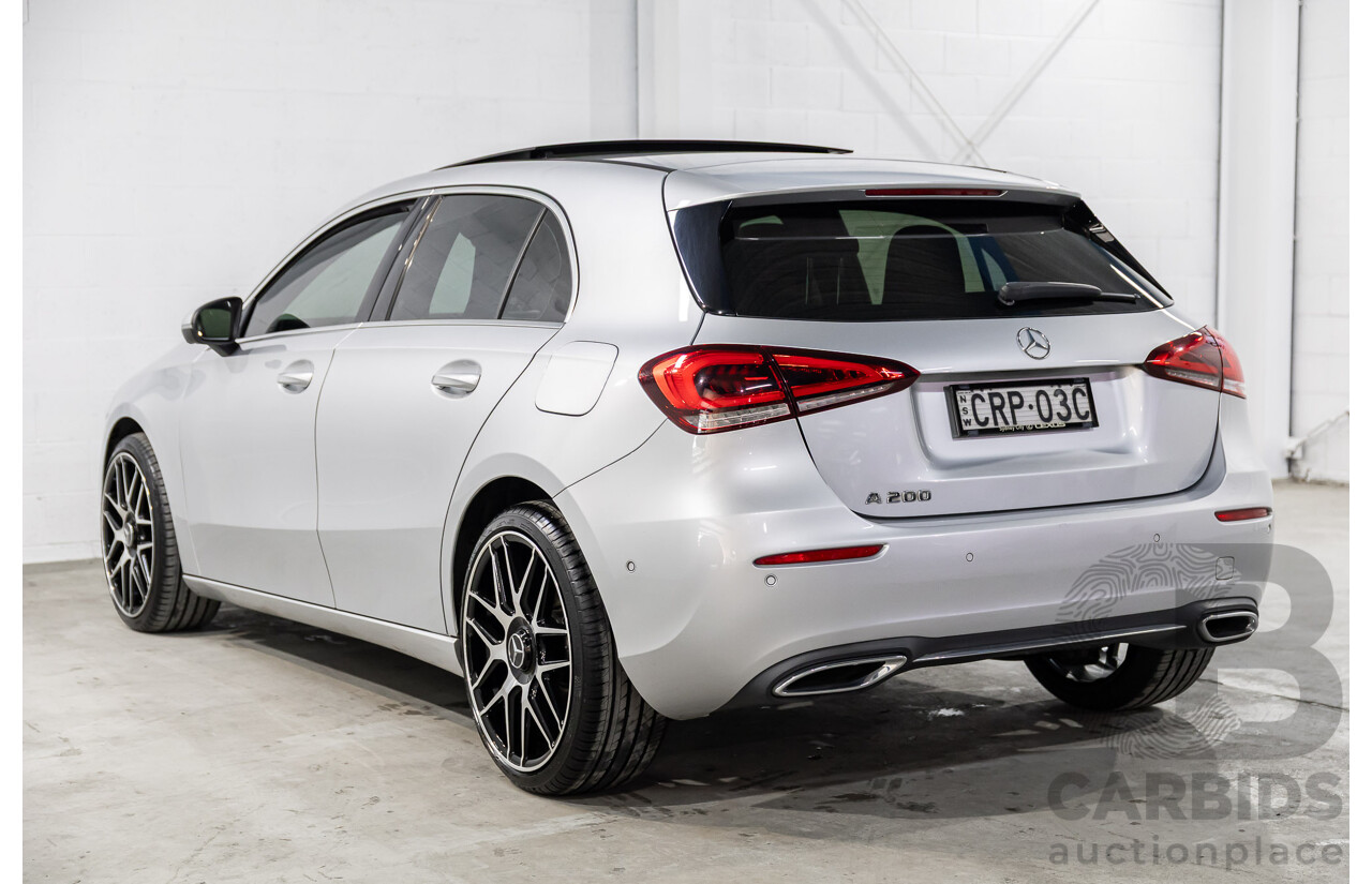 08/2018 Mercedes-Benz A200 (FWD) 177 5d Hatchback Iridium Silver Metallic Turbo 1.3L