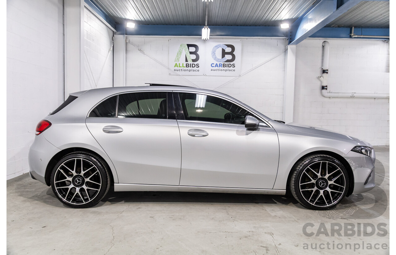 08/2018 Mercedes-Benz A200 (FWD) 177 5d Hatchback Iridium Silver Metallic Turbo 1.3L