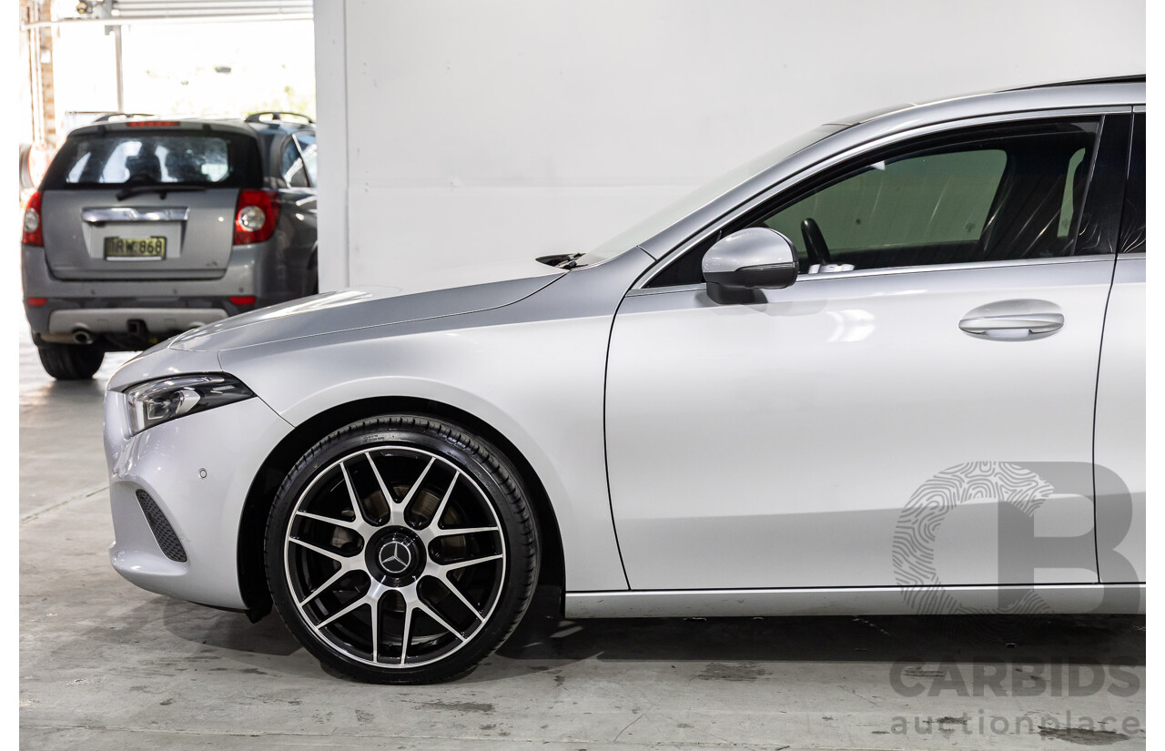 08/2018 Mercedes-Benz A200 (FWD) 177 5d Hatchback Iridium Silver Metallic Turbo 1.3L