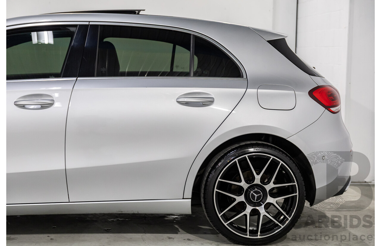 08/2018 Mercedes-Benz A200 (FWD) 177 5d Hatchback Iridium Silver Metallic Turbo 1.3L