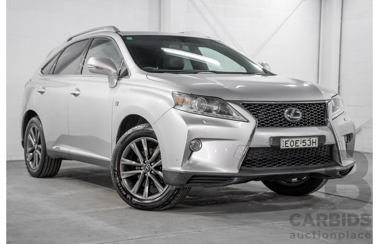7/2012 Lexus RX450h F-Sport GYL15R MY12 4d Wagon Platinum Silver V6 3.5L - Hybrid