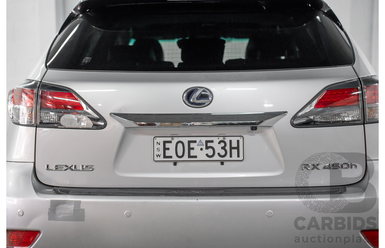 7/2012 Lexus RX450h F-Sport GYL15R MY12 4d Wagon Platinum Silver V6 3.5L - Hybrid