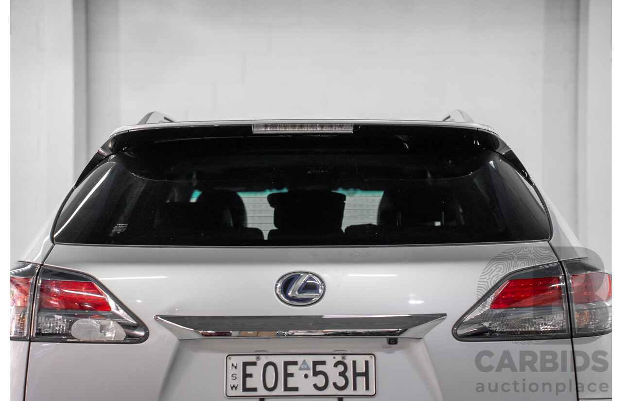 7/2012 Lexus RX450h F-Sport GYL15R MY12 4d Wagon Platinum Silver V6 3.5L - Hybrid