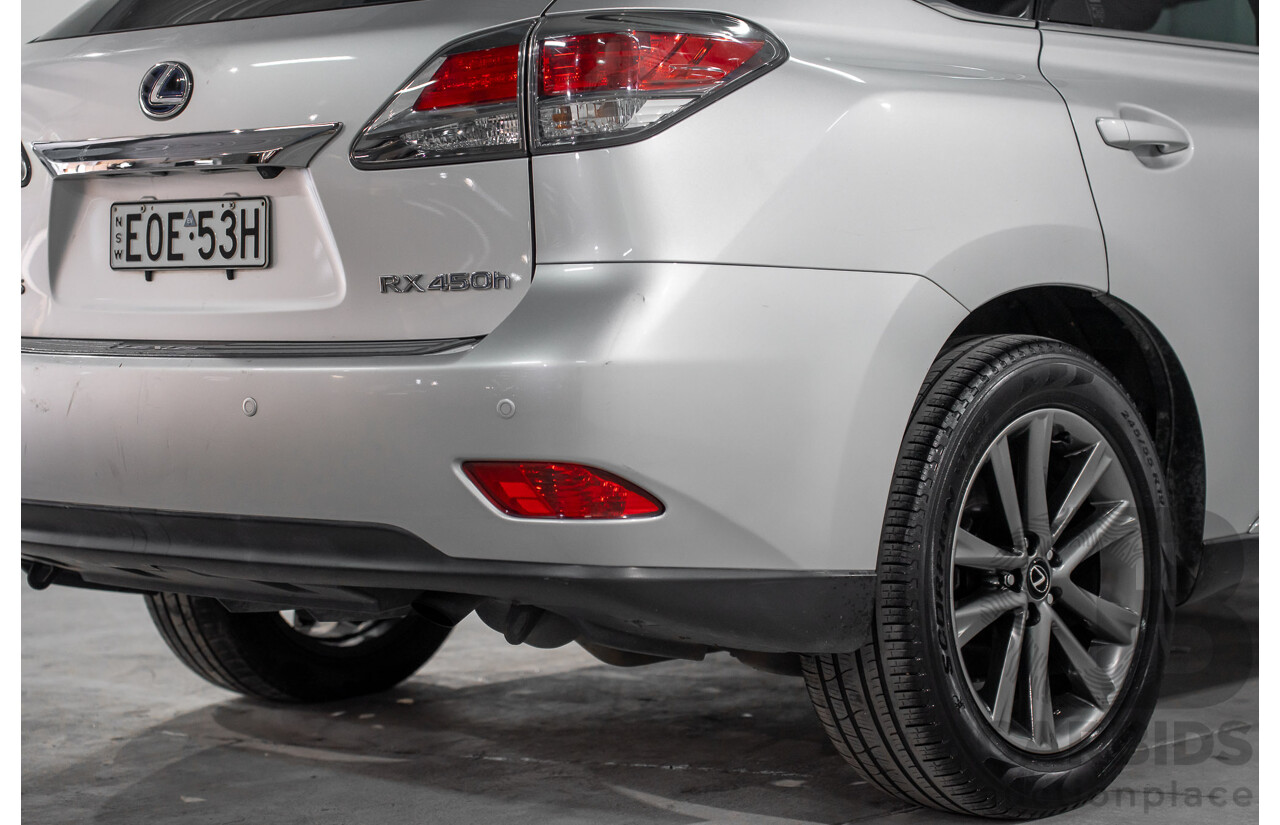 7/2012 Lexus RX450h F-Sport GYL15R MY12 4d Wagon Platinum Silver V6 3.5L - Hybrid