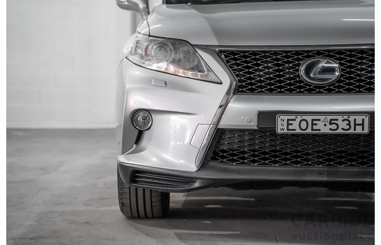 7/2012 Lexus RX450h F-Sport GYL15R MY12 4d Wagon Platinum Silver V6 3.5L - Hybrid