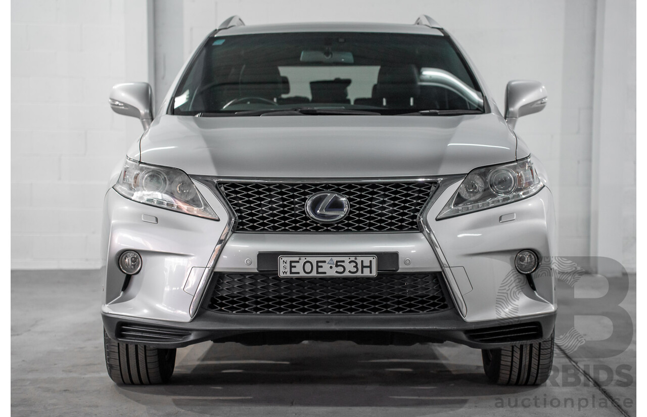 7/2012 Lexus RX450h F-Sport GYL15R MY12 4d Wagon Platinum Silver V6 3.5L - Hybrid