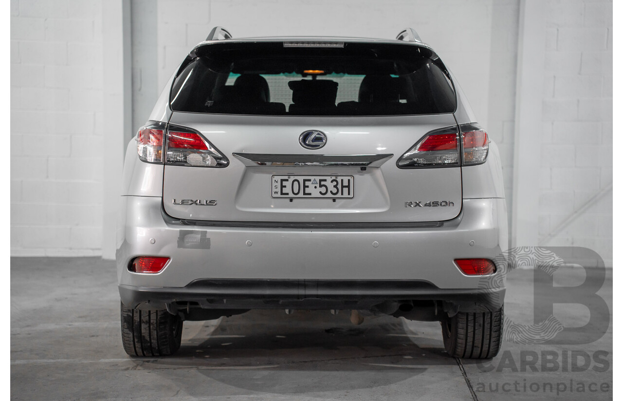 7/2012 Lexus RX450h F-Sport GYL15R MY12 4d Wagon Platinum Silver V6 3.5L - Hybrid