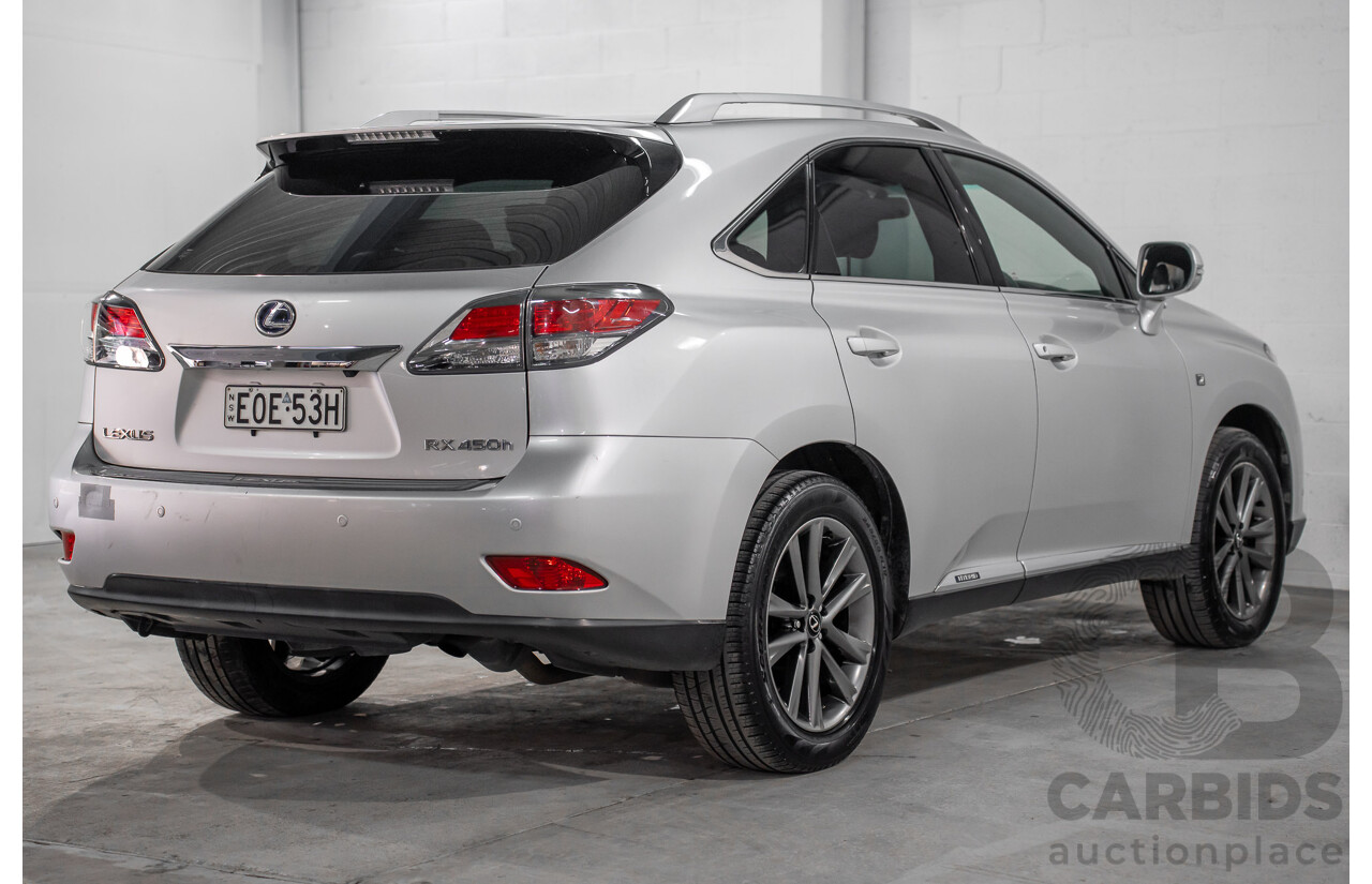 7/2012 Lexus RX450h F-Sport GYL15R MY12 4d Wagon Platinum Silver V6 3.5L - Hybrid