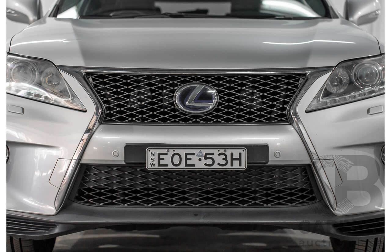 7/2012 Lexus RX450h F-Sport GYL15R MY12 4d Wagon Platinum Silver V6 3.5L - Hybrid